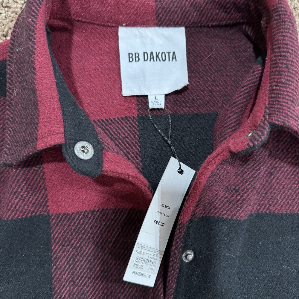 BB Dakota Black And Red Flannel Jacket Women’s Large - Picture 2 of 5